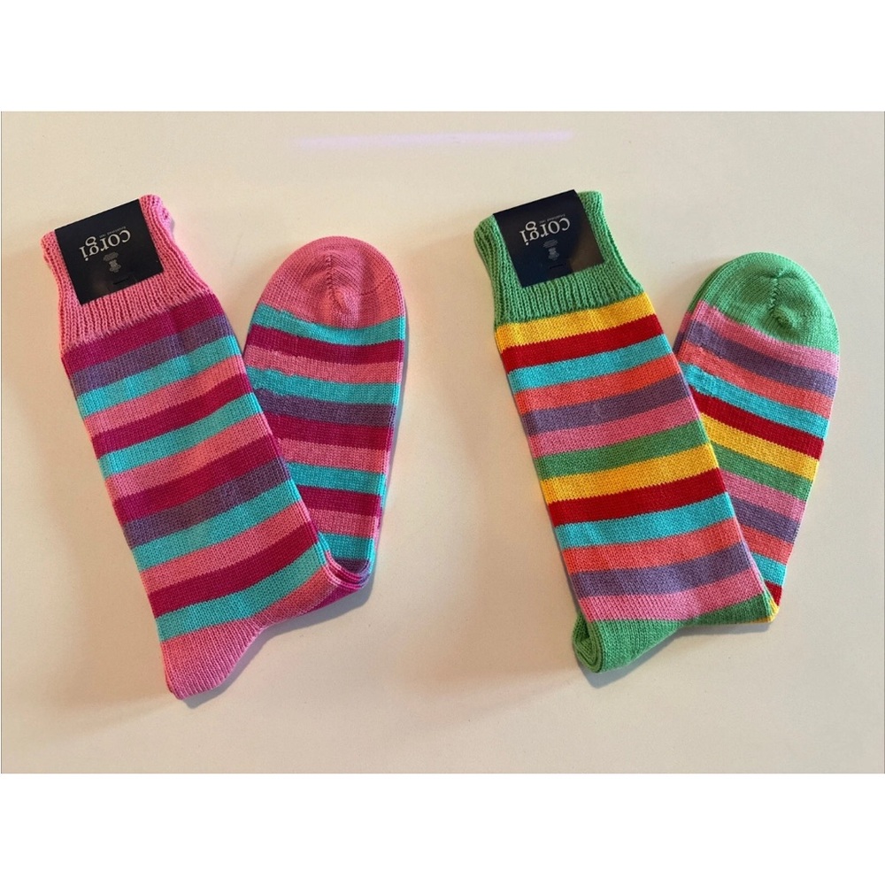 Men’s Striped Corgi Socks - 2 Pair